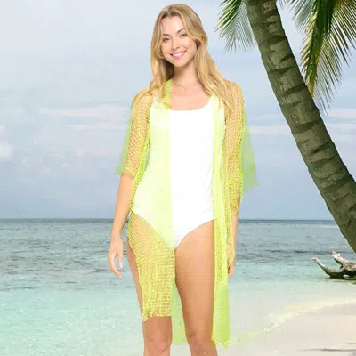Truedames Bling Mesh Cover Up Kimono Poncho In Green