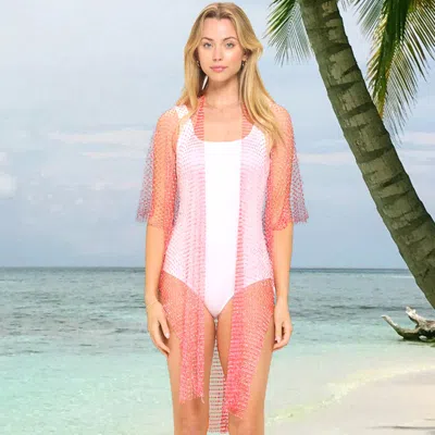 Truedames Bling Mesh Cover Up Kimono Poncho In Pink
