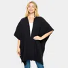 Truedames Bling Solid Ruana Poncho In Black