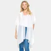 Truedames Bling Studded Geometric Pattern Pointed Kimono Poncho In White