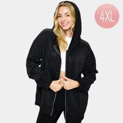 Truedames Bling Zip Up Hoodie Jacket In Black
