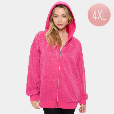 Truedames Bling Zip Up Hoodie Jacket In Pink