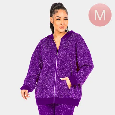Truedames Bling Zip Up Hoodie Jacket In Purple