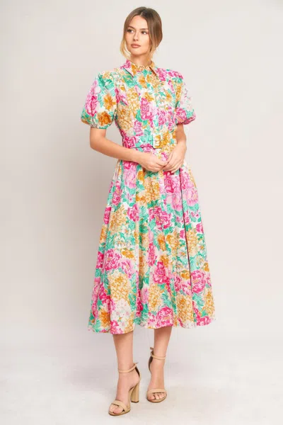 Truedames Blooming Garden Woven Midi Dress In Multi