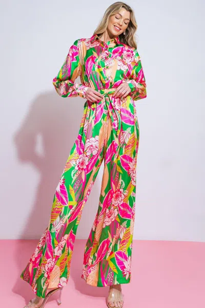Truedames Blooming Hope Woven Jumpsuit In Green