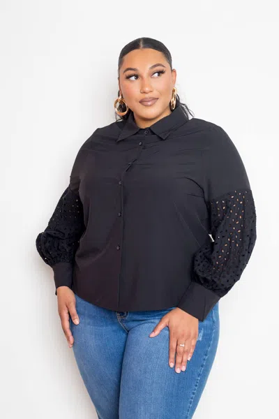 Truedames Blouse With Punched Sleeves In Black
