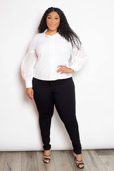Truedames Blouse With Punched Sleeves In White