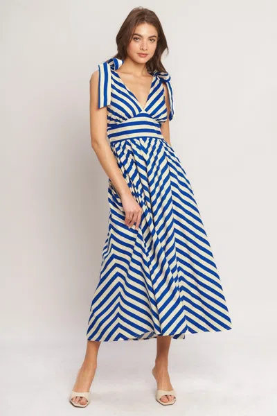 Truedames Blue Voyage Stripe Woven Midi Dress