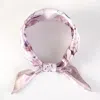 Truedames Blush Lavender Watercolor Floral Printed Square Silky Satin Scarf In Pink