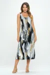 Truedames Bns Brush Stroke Print Tank Long Dress In Multi