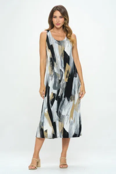 Truedames Bns Brush Stroke Print Tank Long Dress In Multi