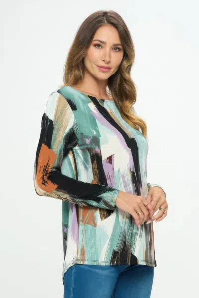 Truedames Bns High And Low Top Brushstroke Print In Blue