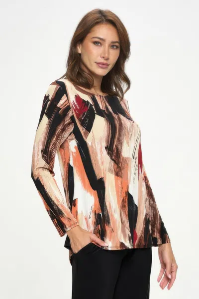 Truedames Bns High And Low Top Brushstroke Print In Brown