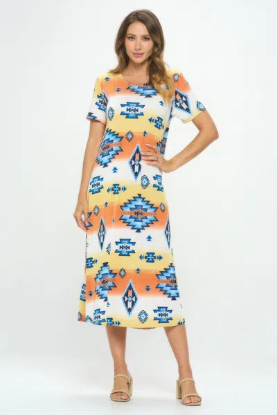 Truedames Bns Print Long Dress With Short Sleeve In Multi