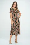 Truedames Bns Print Long Dress With Short Sleeve In Multi