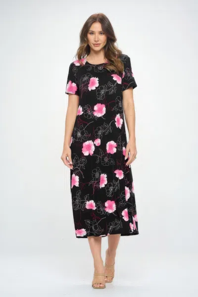 Truedames Bns Print Long Dress With Short Sleeve In Multi