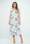 Truedames Bns Print Long Dress With Short Sleeve In White