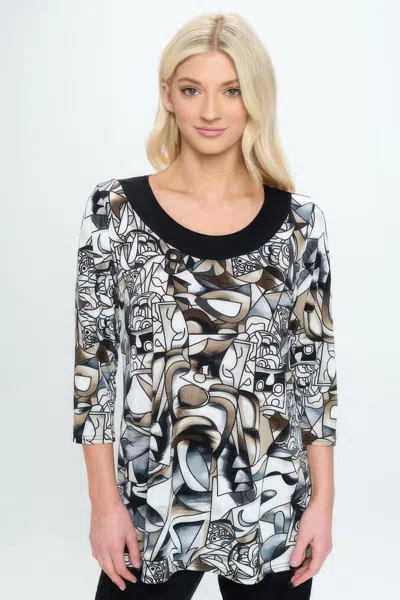 Truedames Bns Relaxed Neck Line Contrast Tunic In Black