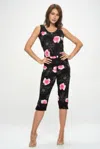 Truedames Bns Tank Capri Pants Set In Black