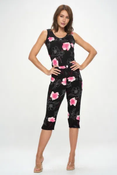 Truedames Bns Tank Capri Pants Set In Black