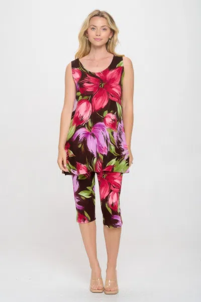 Truedames Bns Tank Capri Pants Set In Multi