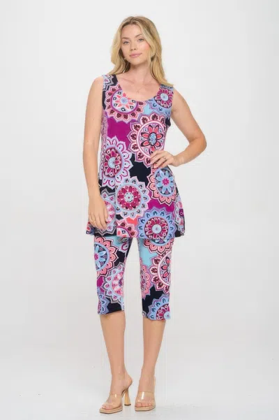 Truedames Bns Tank Capri Pants Set In Multi