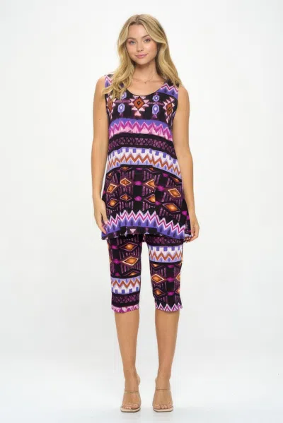 Truedames Bns Tank Capri Pants Set In Purple