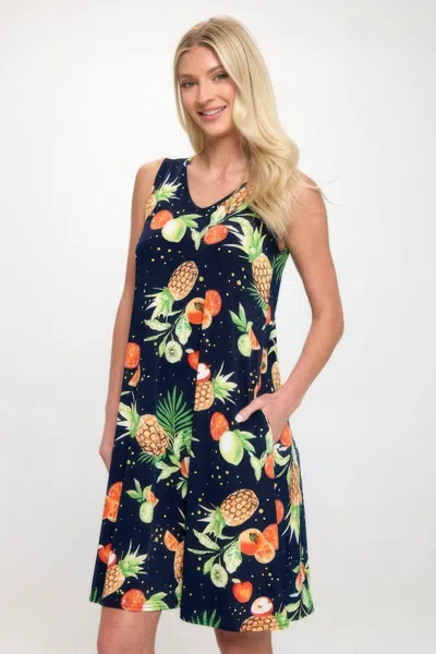 Truedames Bns V-neck Bias Pocket Tank Dress In Multi