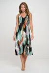 Truedames Bns V-neck Midi Tank Dress With Side Slit In Multi