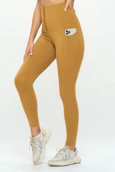 Truedames Body Shaper Fashion Yoga Legging In Yellow