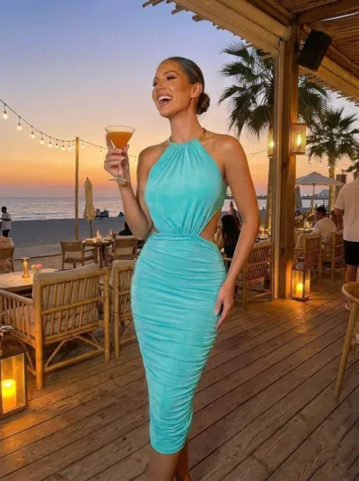 Truedames Bodycon Midi Dress, Gold Tone Is Visible At Neck In White