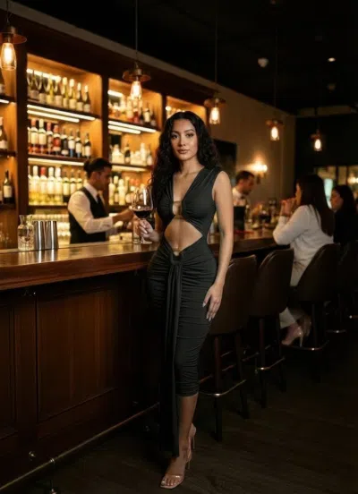 Truedames Body-con Midi Dress In A Vibrant In Black