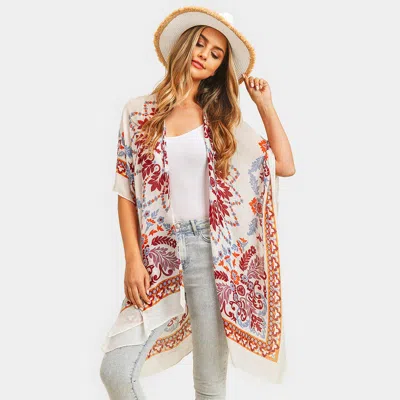 Truedames Bohemian Print Cover Up Kimono Poncho In Multi