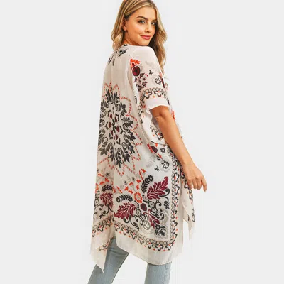 Truedames Bohemian Print Cover Up Kimono Poncho In Multi