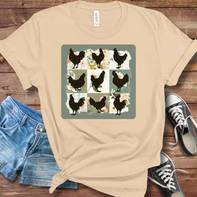 Truedames Boho Chicken Graphic Tshirt Bella + Canvas Unisex Farmhouse Shirt In Beige