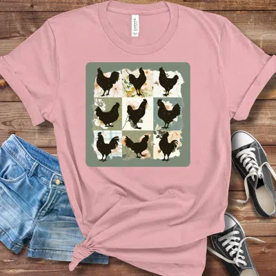 Truedames Boho Chicken Graphic Tshirt Bella + Canvas Unisex Farmhouse Shirt In Pink