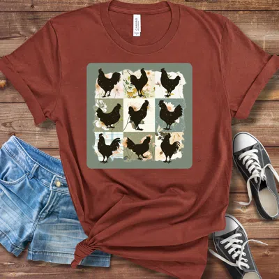 Truedames Boho Chicken Graphic Tshirt Bella + Canvas Unisex Farmhouse Shirt In Red