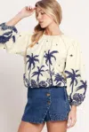 Truedames Boho Constellation Woven Top In White