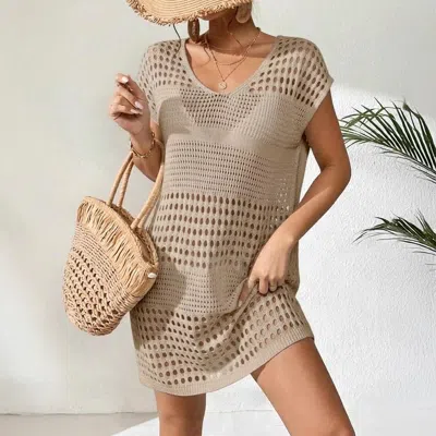 Truedames Boho Crochet Beach Cover Up Poncho In Multi