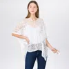 Truedames Boho Crochet Tassel Poncho Top In White