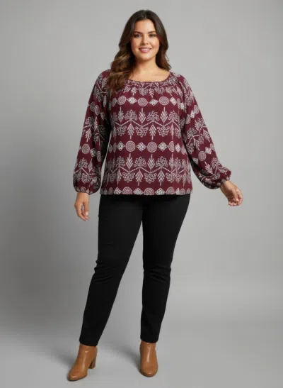 Truedames Boho Floral Print Long Sleeve Blouse In Multi