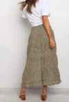 Truedames Boho Floral Print Midi Skirt Casual Side Slit Skirt In Brown