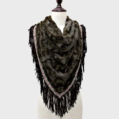 Truedames Boho Fringe Fur Scarf In Brown