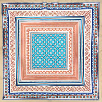 Truedames Boho Geometric Printed Square Silky Satin Bandana Scarf In Burgundy