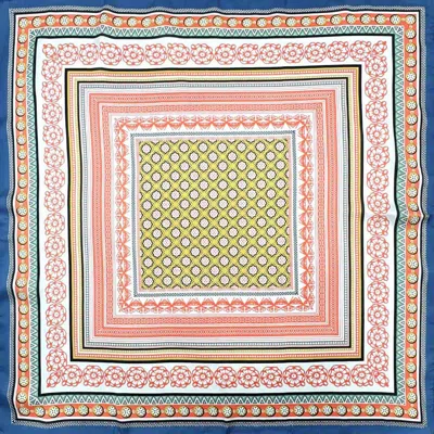 Truedames Boho Geometric Printed Square Silky Satin Bandana Scarf In Multi
