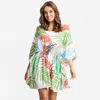 Truedames Boho Leaves Drawstring Mini Tunic Dress In Multi
