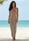 Truedames Boho Maxi Print 3 Piece Bikini Set In Multi