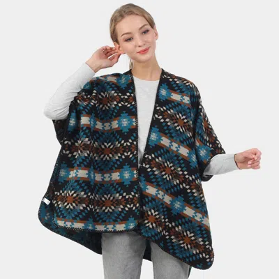 Truedames Boho Patterned Poncho In Multi