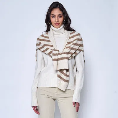 Truedames Bold Striped Shawl In Brown