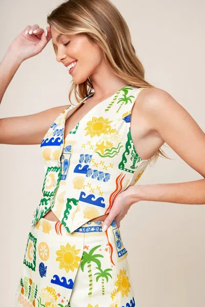 Truedames Bon Voyage Woven Vest In Multi